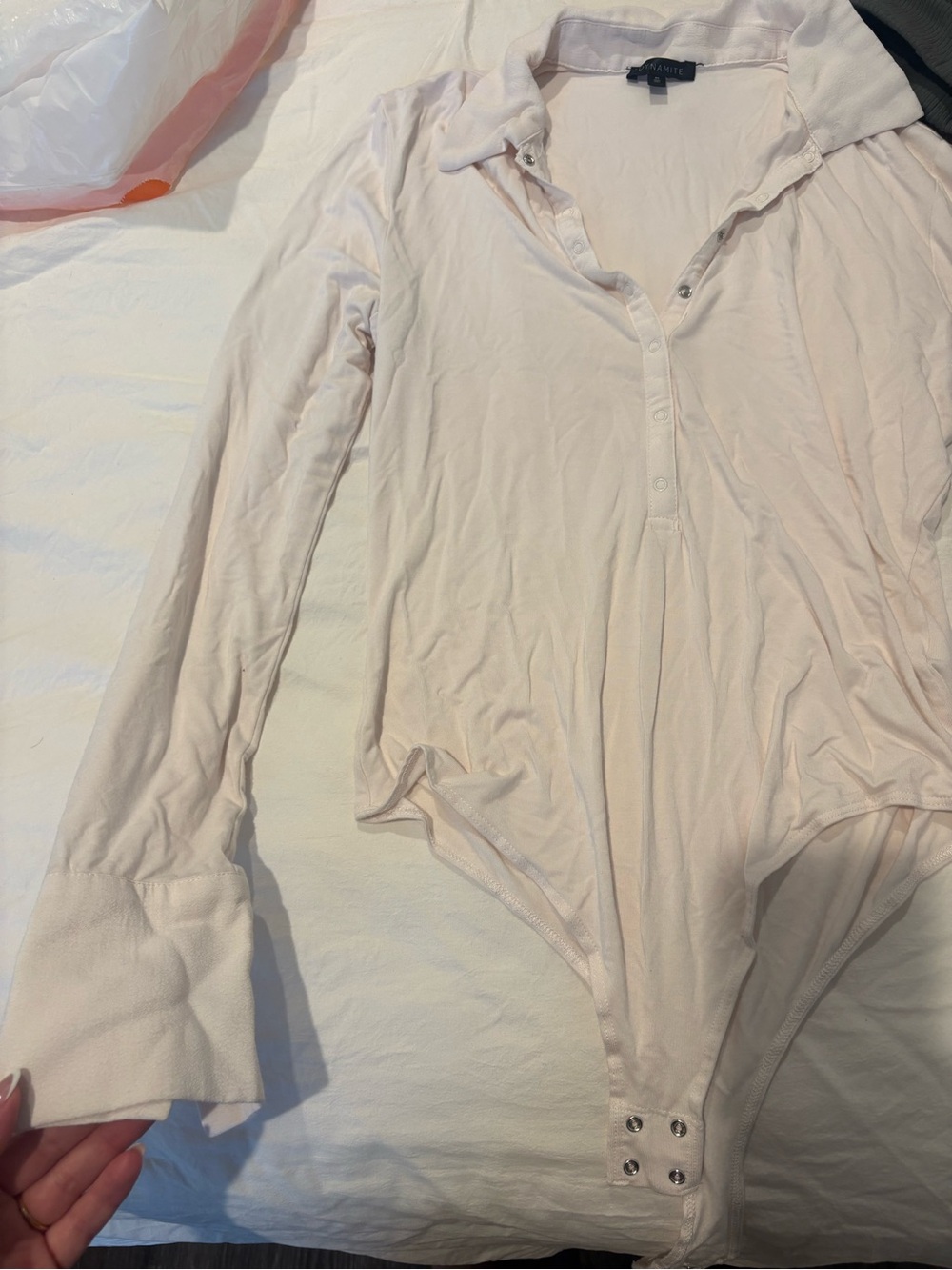 Dynamite Pale Pink Long Sleeve Bodysuit